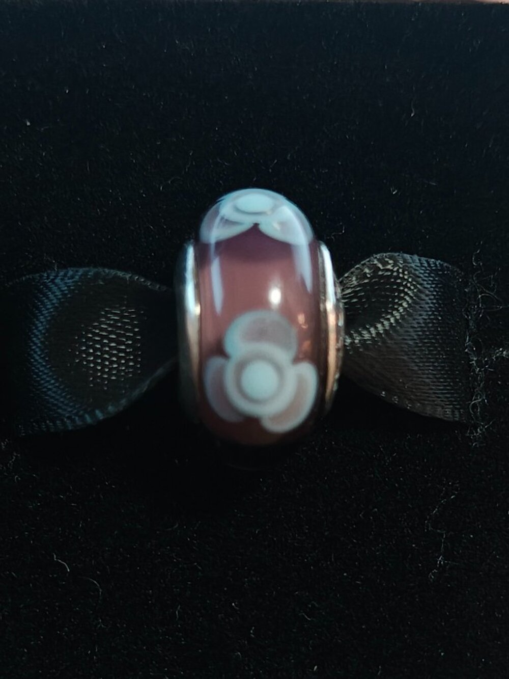 Authentic Pandora Retired Flowers For You Purple Murano Charm 790643 Retired